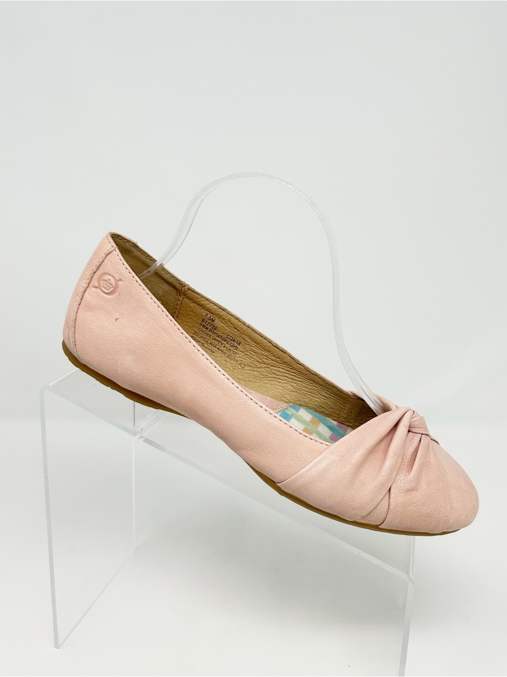 Born Ballet Flats Womens 7.5M Light Pink Twisted Knot Toe Slip On Comfort Shoes